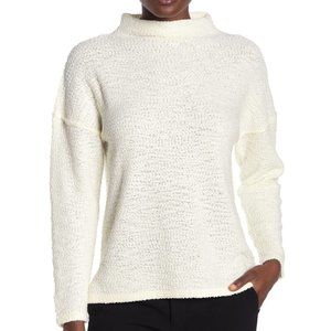 Melloday Popcorn Knit Mock Neck Sweater Ivory